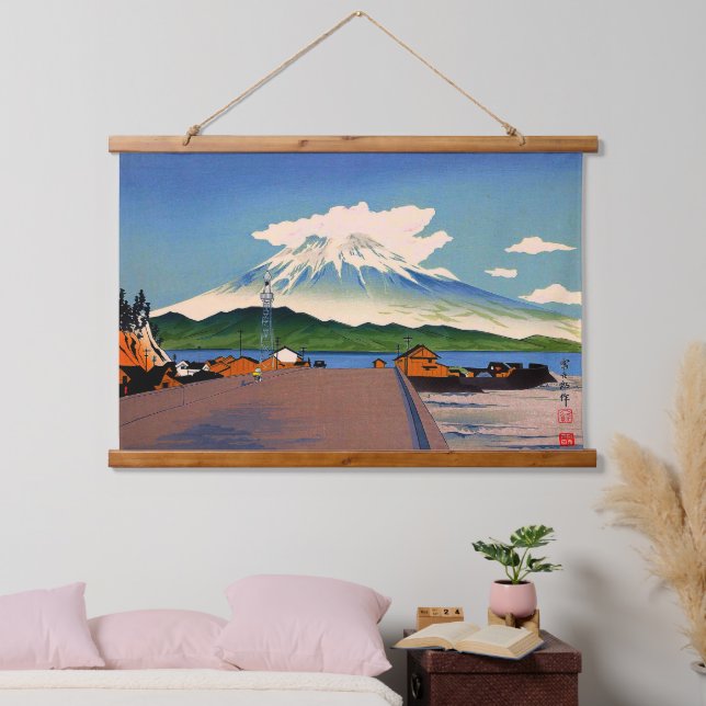 Fuji von der Straße Tokuriki Tomikichiro Wandteppich Mit Holzrahmen (Schlafzimmer)