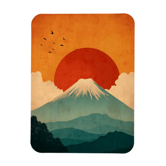 Fujisan im Vintage-Stil Magnet (Vertikal)