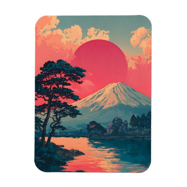 Fujisan im Vintage-Stil Magnet (Vertikal)
