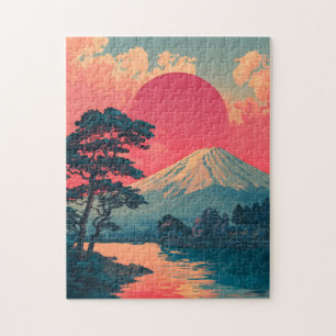 Fujisan im Vintage-Stil Puzzle