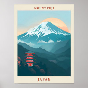 Fujisan Japan Elegantes Vintage Reiseziel Poster
