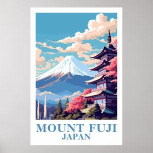 Fujisan Japan Vintage Reise Pagode Kunst Poster
