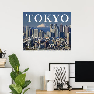 Fujisan   Skyline des Bezirks Shinjuku, Tokio, Jap Poster