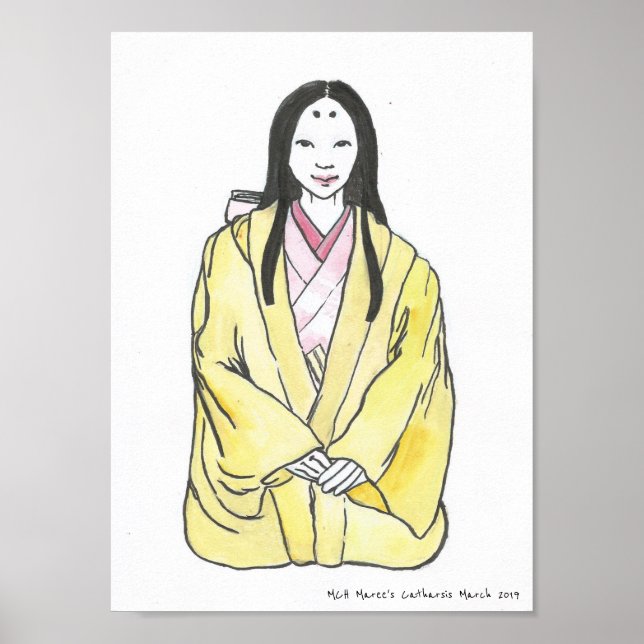 Fujiwara Lady - Alte historische japanische Mode Poster (Vorne)