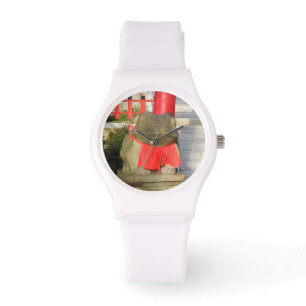 Fuku Kaeru 福 か え Fortune Frog mit Red Yodarekake Armbanduhr