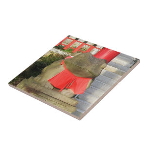 Fuku Kaeru 福 か え Fortune Frog mit Red Yodarekake Fliese