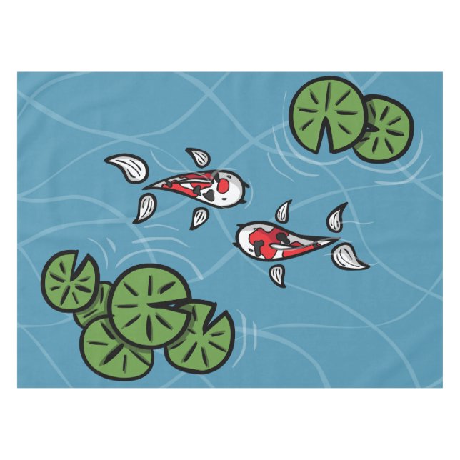 Fuku und Heiwa das Koi-Tablecloth Tischdecke (Vorderseite (Horizontal))