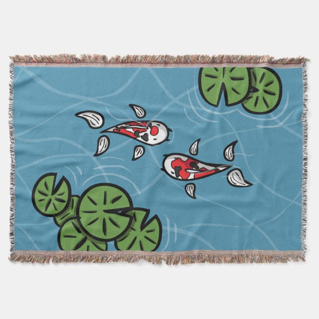 Fuku und Heiwa, das Koi-Throw-Blanket Decke (Vorderseite)