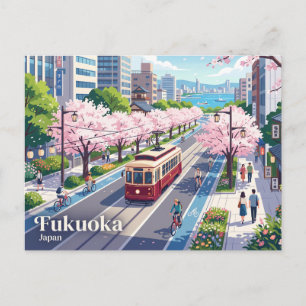 Fukuoka City Tram Heritage Szene Japan Postkarte