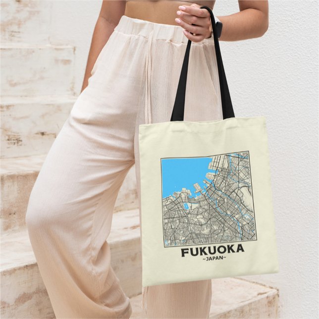 Fukuoka, Japan, City Map Tote Bag Tragetasche (Von Creator hochgeladen)