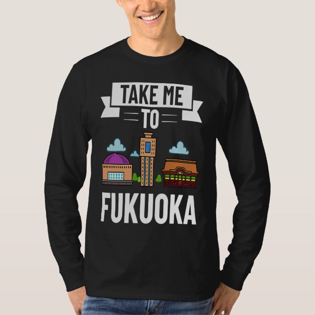 Fukuoka Japan City Skyline Map Travel T-Shirt (Vorderseite)