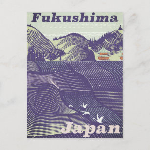Fukushima, japanisches vintage Reiseposter Postkarte
