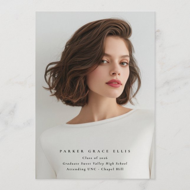 Full Bleed Elegant Photo Graduation Announcement Ankündigung (Vorderseite)
