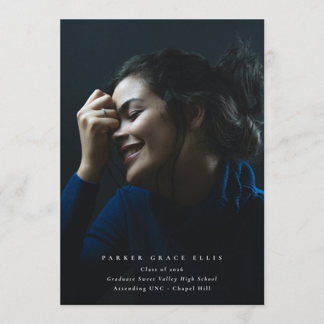 Full Bleed Elegant Photo Graduation Announcement Ankündigung (Vorderseite)