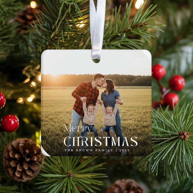 Full Bleed Rounded Family Photo Christmas Ornament (Von Creator hochgeladen)