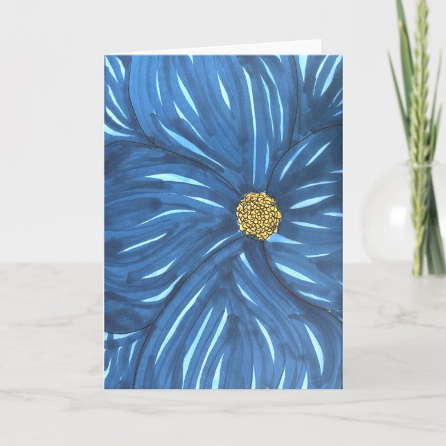 Full Blue Flower Blank Karte (Vorderseite)