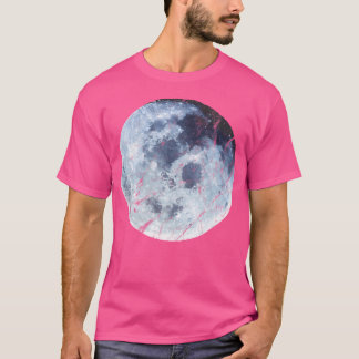 Full Blue Moon Distressed Art Space Astronomie T-Shirt
