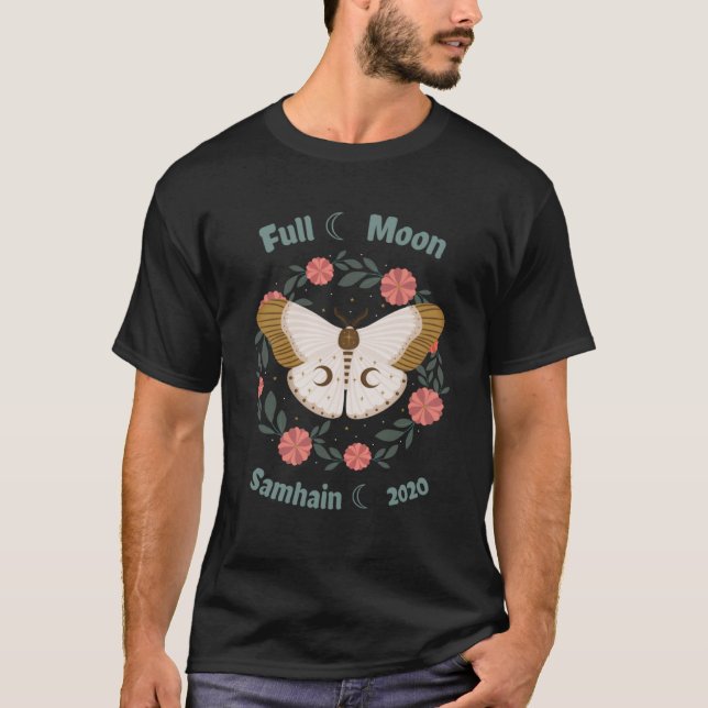 Full Blue Moon Samhain 2020 Moth Garland T-Shirt (Vorderseite)