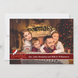 Full Card Foto mit Weihnachtsmannmütze Frohe Weihn Feiertagskarte