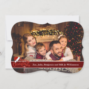 Full Card Photo Santa Hat Fancy Merry Christmas Feiertagskarte