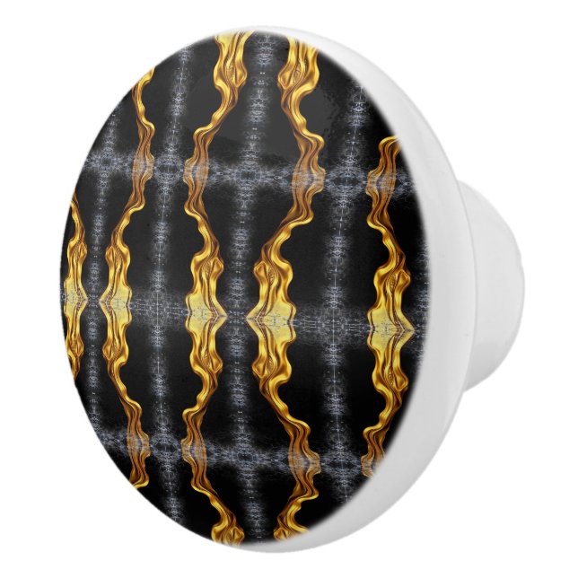 Full Liquid Gold Black Monochrome Cabinet Hardware Keramikknauf (Rechts)