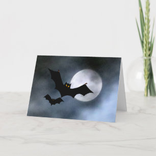 Full Moon and Bats Halloween Card Karte