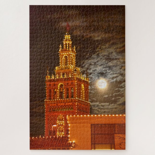 Full Moon and Giralda Tower, Kansas City, Missouri Puzzle (Vertikal)