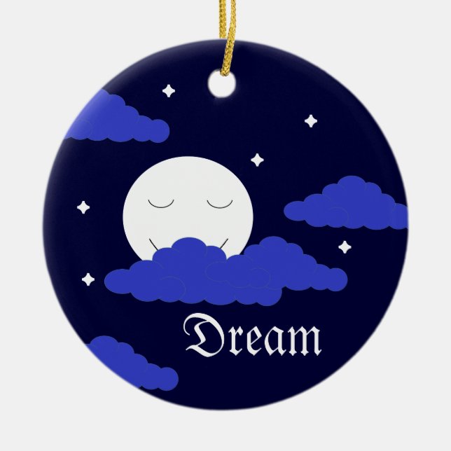 Full Moon at Midnight & Stars: Keramik Ornament (Vorne)