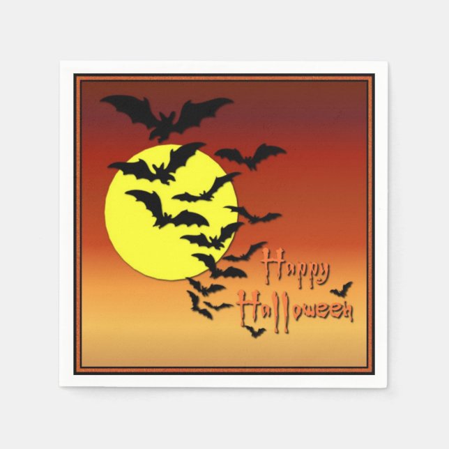 Full Moon Bats Halloween Napkins Serviette (Vorderseite)