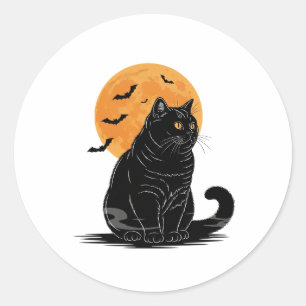Full Moon Brit - British Shorthair Halloween Runder Aufkleber