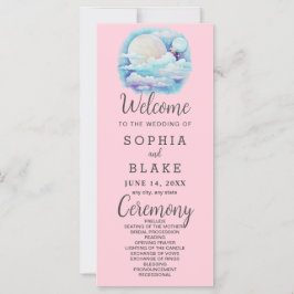 Full Moon Celestial Stars Pink Wedding Programm