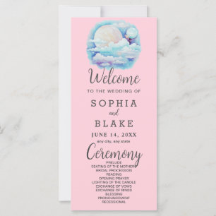 Full Moon Celestial Stars Pink Wedding Programm