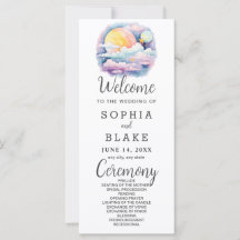 Full Moon Celestial Stars White Wedding Programm