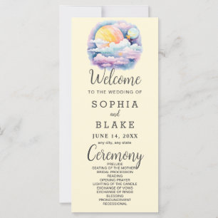 Full Moon Celestial Stars White Wedding Programm