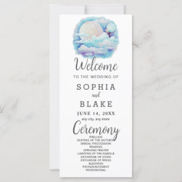 Full Moon Celestial Stars White Wedding Programm