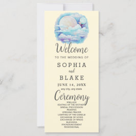 Full Moon Celestial Stars Yellow Wedding Program