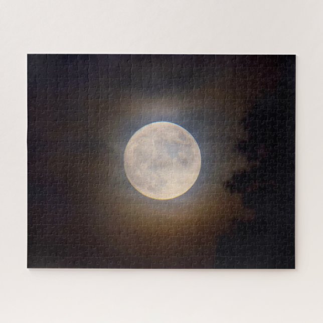Full Moon Creeping Through the Clouds - 16x20 Puzzle (Horizontal)