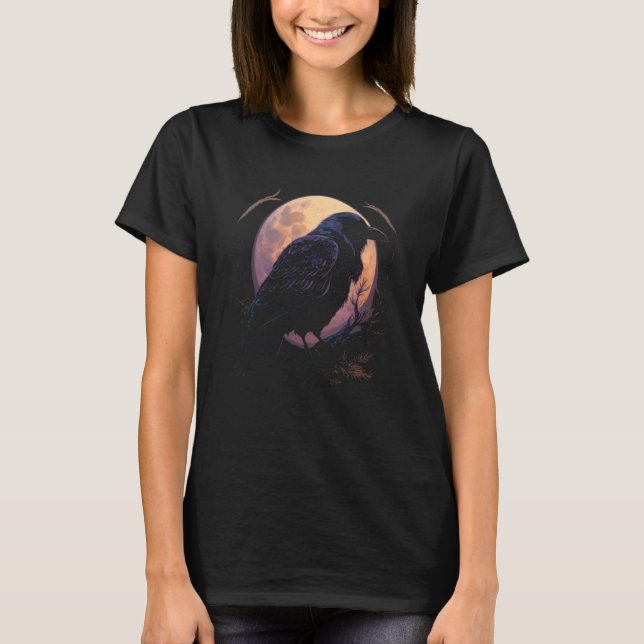 Full Moon Crow Raven Flying Bird Halloween  1 T-Shirt (Vorderseite)