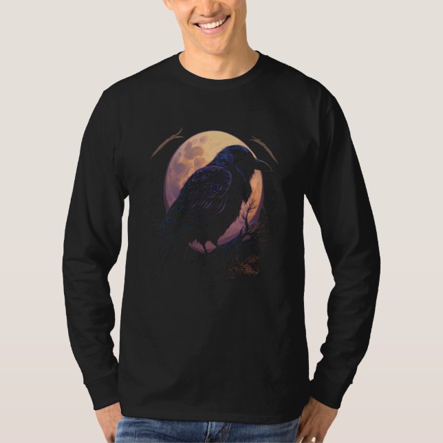 Full Moon Crow Raven Flying Bird Halloween  1 T-Shirt (Vorderseite)