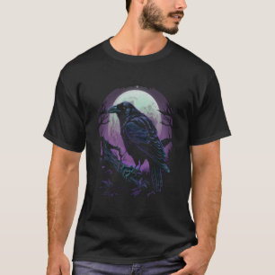 Full Moon Crow Raven Flying Bird Halloween T-Shirt