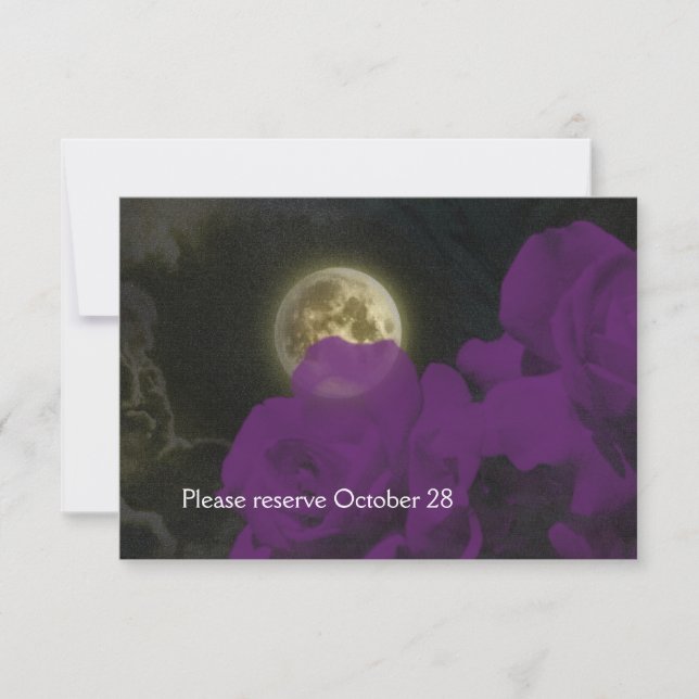Full Moon Deep Lila Ghost-Rose Save the Date (Vorderseite)