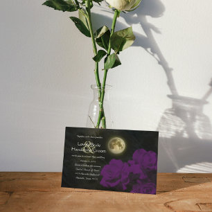 Full Moon Deep Purple Ghost Roses Wedding Einladung