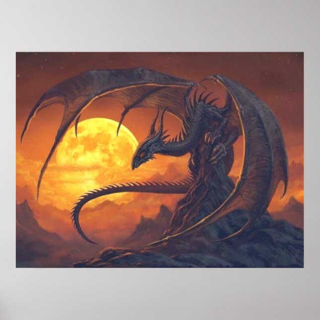 Full Moon Dragon Fantasy Poster (Vorne)