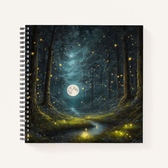 Full Moon & Firefrefly Hard Cover Journal Notizbuch (Vorderseite)