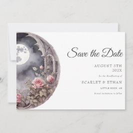 Full Moon Garden Door Pink Rose Boho Handfasting Save The Date