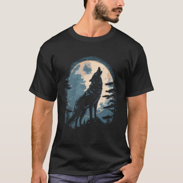 Full Moon Howling Wolf 2 T-Shirt (Vorderseite)