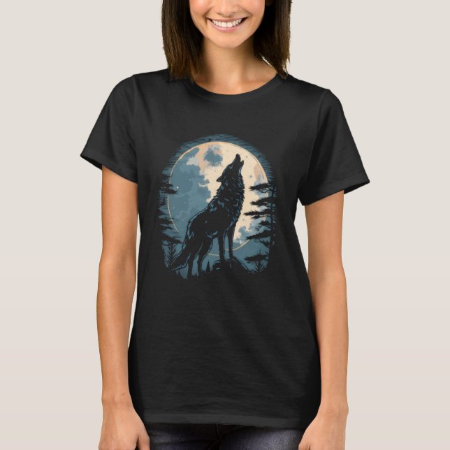 Full Moon Howling Wolf Wolves   2 T-Shirt (Vorderseite)
