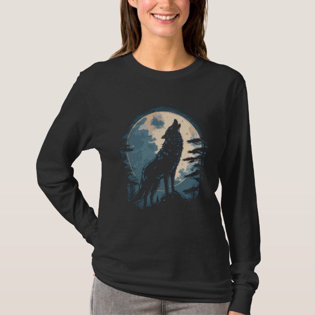 Full Moon Howling Wolf Wolves   2 T-Shirt (Vorderseite)