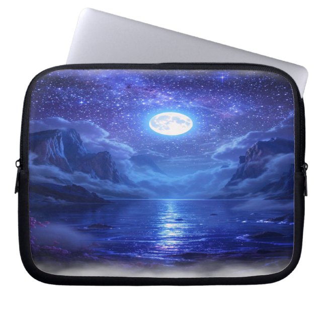 "Full Moon Lake Laptop Sleeve - Landschaftlich Tec (Vorderseite)