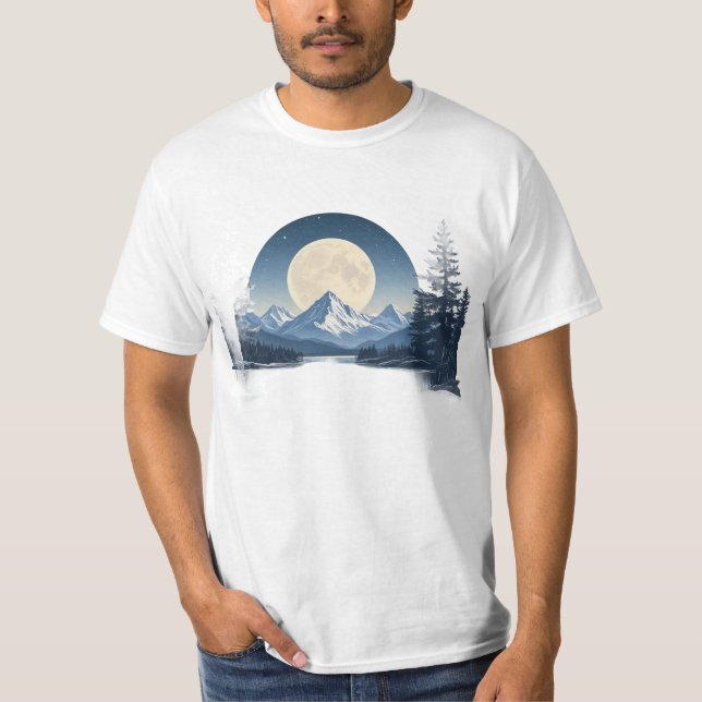Full Moon Mountain Landscape Sweatshirt T-Shirt (Vorderseite)